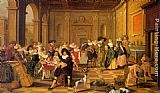 Dirck Paintings - Banquet Scene in a Renaissance Hall by Dirck Hals